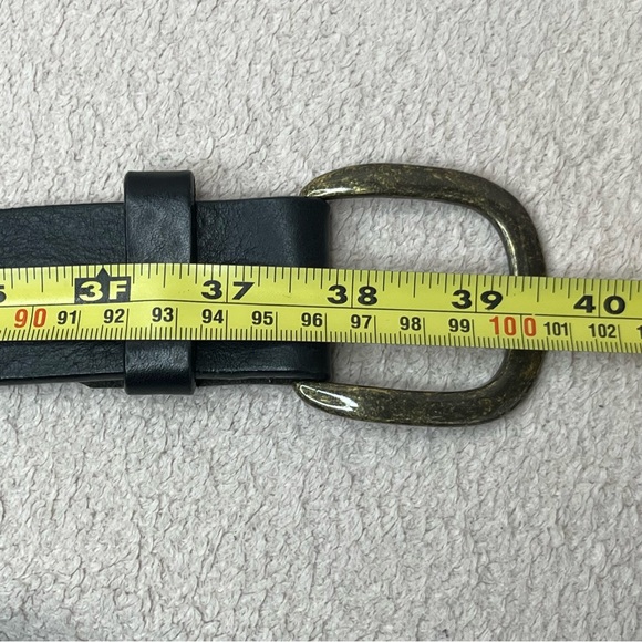 Justin Boots Black Leather Belt with Brass Buckle Men’s 32 Western Cowboy Casual - Picture 9 of 10